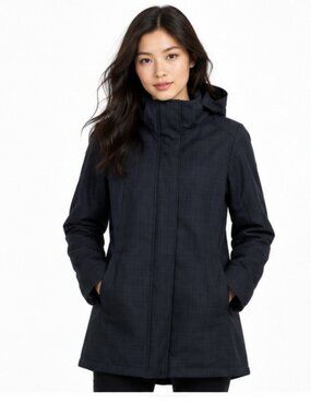 Cloudveil Women’s Dark Gray Plaid Spring Jacket Zip-Off Hood Size XS/TP